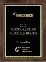 Plaque for Most Creative Multiple Booth Award at Fencetech 2015