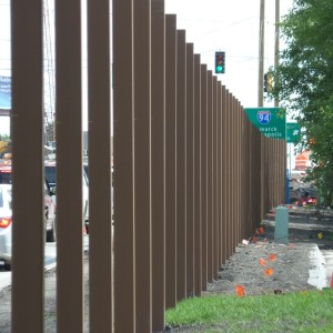 Trex Trex Fence posts installation in progress